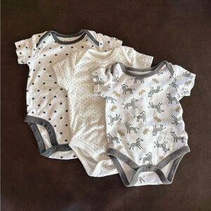 Chick Pea Gray and White Baby Bodysuit Trio